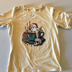 New Cream T-Shirt with Ghost and Skull Design